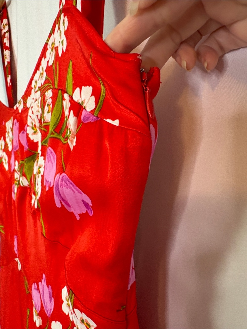 MAEVE by Anthropologie Red Floral Midi Dress with Pink & White Accents Size M - Picture 5 of 10